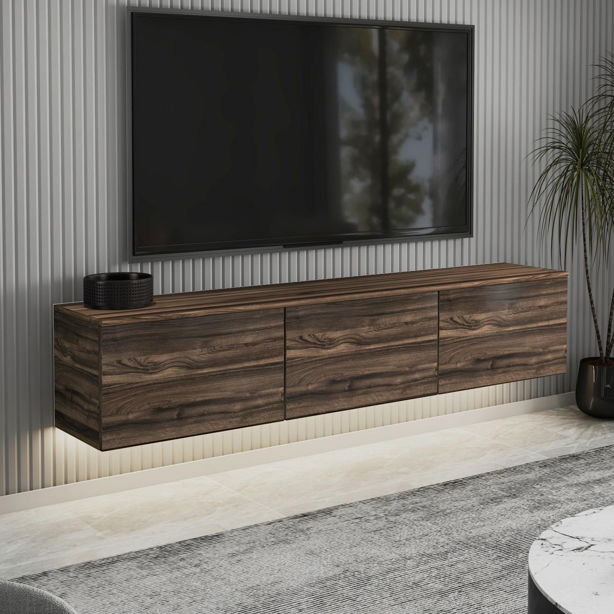 Lowboard Neon Tv-Möbel - Nussbaumfarben, Design, Holzwerkstoff (160/35/32cm) - Livetastic