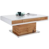 Klubska Miza Kopenhagen, Hrast, Bela, Nastavljiva - barve nerjavečega jekla/barve hrasta, Moderno, kovina/leseni material (130/49-78/70cm)