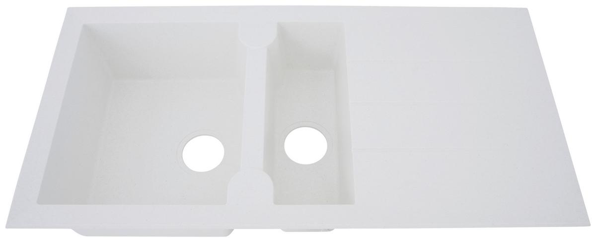 Spüle Alineo Weiß Kunststein B/T ca. 100x50 cm - Weiß, Trend, Stein (100/21/50cm) - Respekta