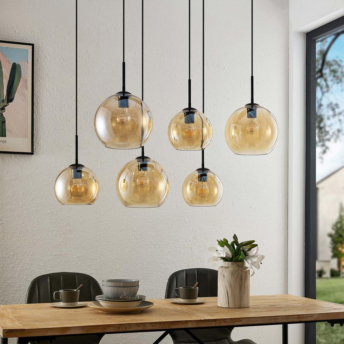 LAMPA WISZĄCA AMELIE *SBN* - kolor bursztynowy, Basics, metal/szkło (97,5/42,5/150cm) - Novel