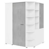 Eckschrank Young Grau/Weiß - Graphitfarben/Alufarben, KONVENTIONELL, Holzwerkstoff/Kunststoff (124/198/148cm) - Mömax