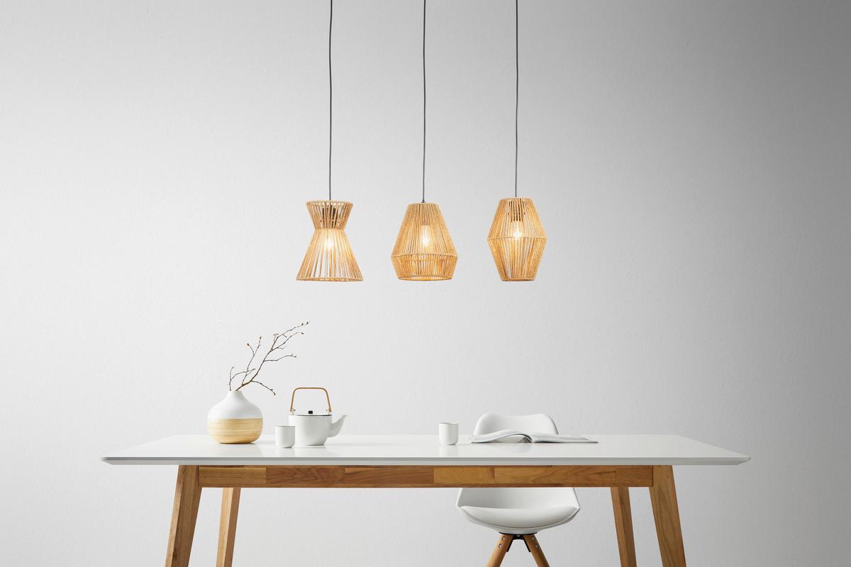 Hängeleuchte Naturm in Natur/Schwarz - Schwarz/Naturfarben, KONVENTIONELL, Papier/Metall (80/20/120cm) - Modern Living