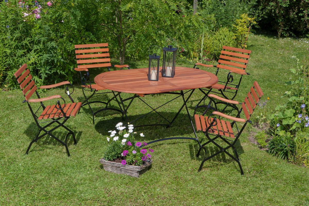 Vrtni Stol Schlossgarten, Masivno - črna/naravne barve, Romantika, kovina/les (60/57/85cm) - Gardenson