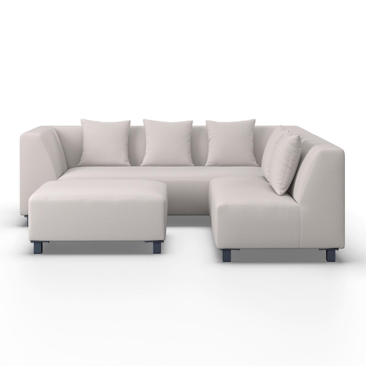 Loungegarnitur Andonia Hellgr. Outdoorstoff/Metall +Abdeckung - Hellgrau/Grau, MODERN, Textil/Metall (227/72/85cm) - Bessagi Garden