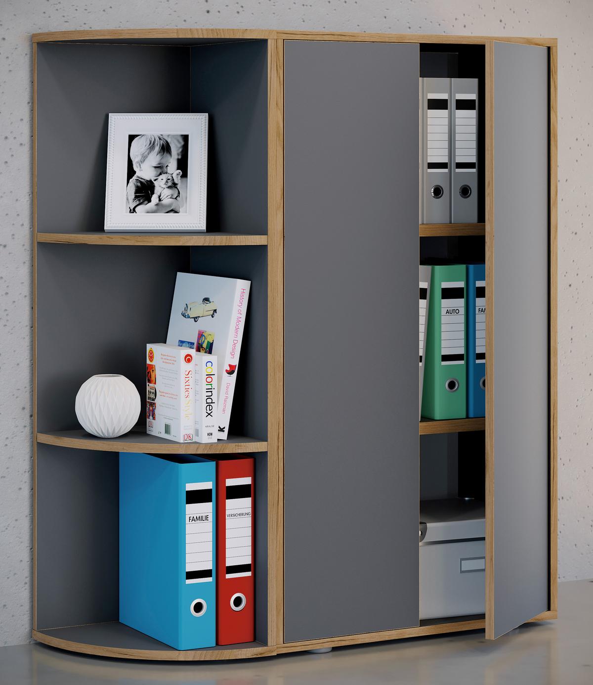 Eckregal Salia Anthrazit/Honigeiche - Honigeiche/Anthrazit, Design, Holzwerkstoff/Kunststoff (33/110/33cm) - Livetastic
