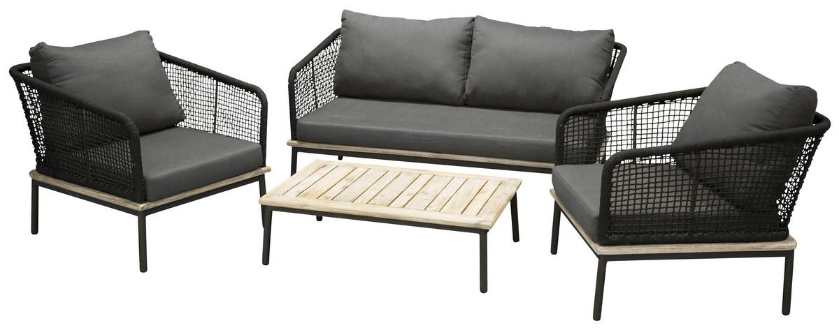Loungegarnitur Andorra ca. 79,5x148 cm Schwarz - Schwarz, KONVENTIONELL, Kunststoff (79,5/148cm) - Gardenson