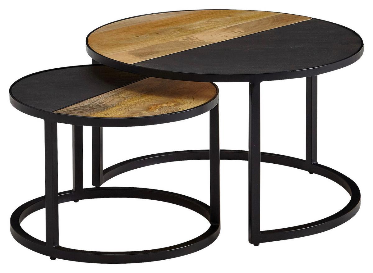 Set Klubskih Mizic Wohnling - črna, Moderno, kamen/kovina (60/60/36cm) - MID.YOU