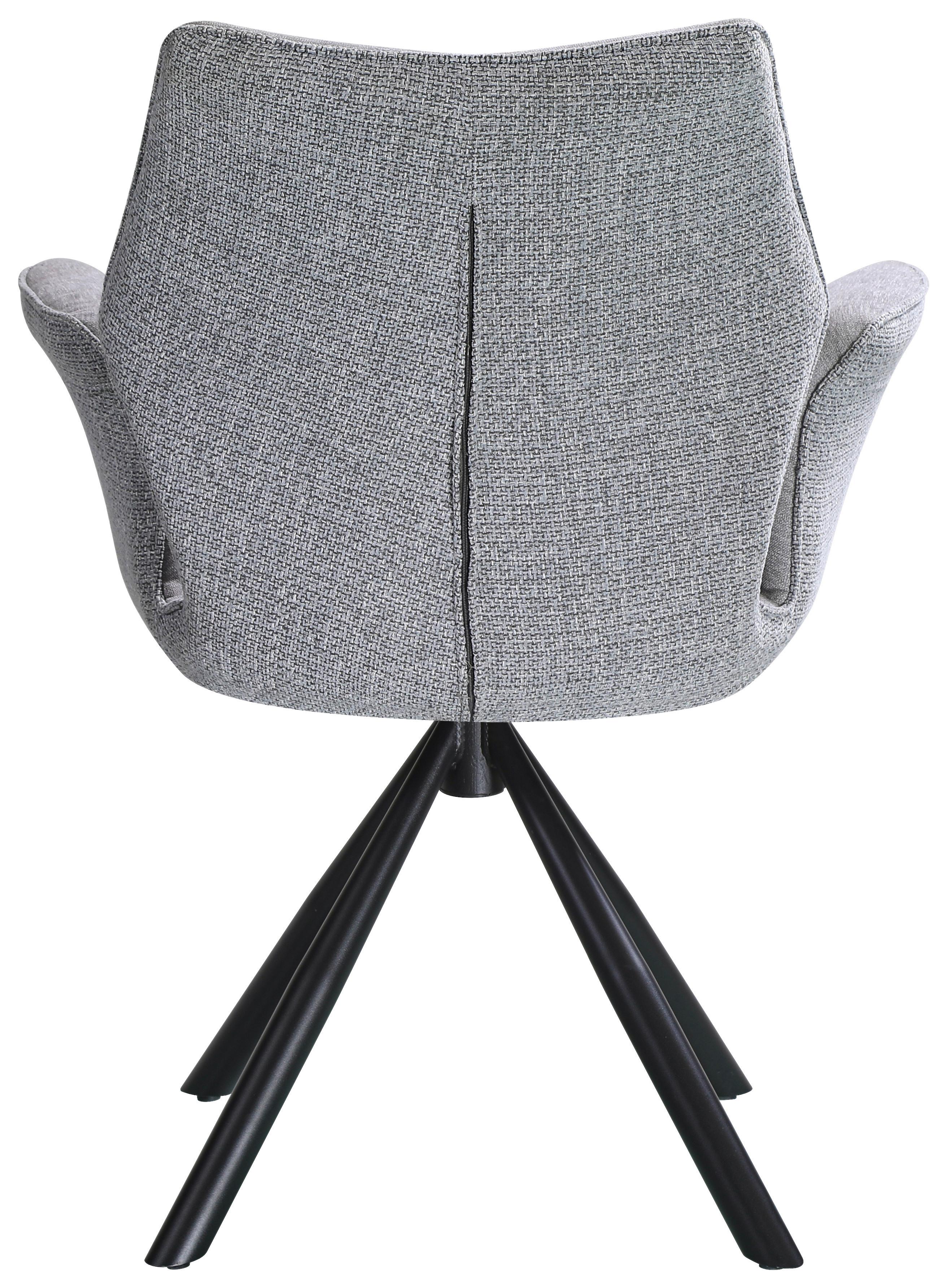STOL MED ARMSTÖD ANTONIA - grå/svart, Modern, metall/textil (45/88/62cm) - Mömax