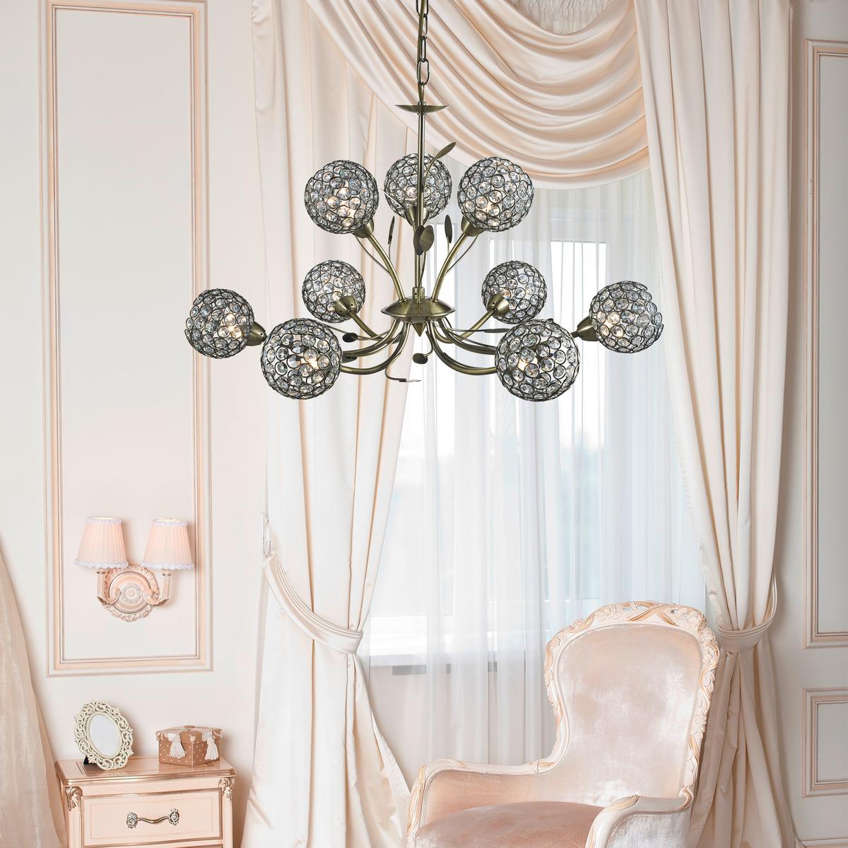 Függőlámpa Bellis 9lt 5579-9ab - sárgarézszínű, Basics, üveg/fém (68/39cm)