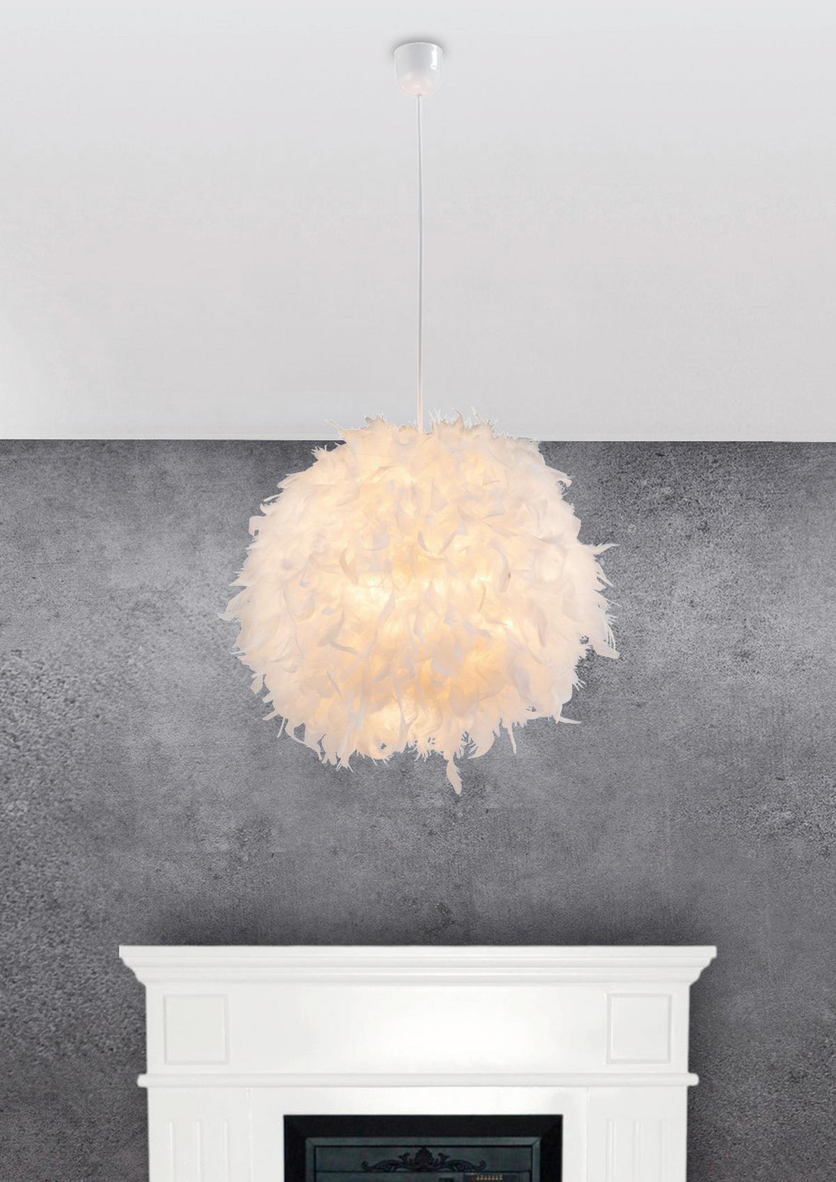 LAMPA WISZĄCA KATUNGA - biały, Basics, tworzywo sztuczne/tkanina (45/120cm) - Globo