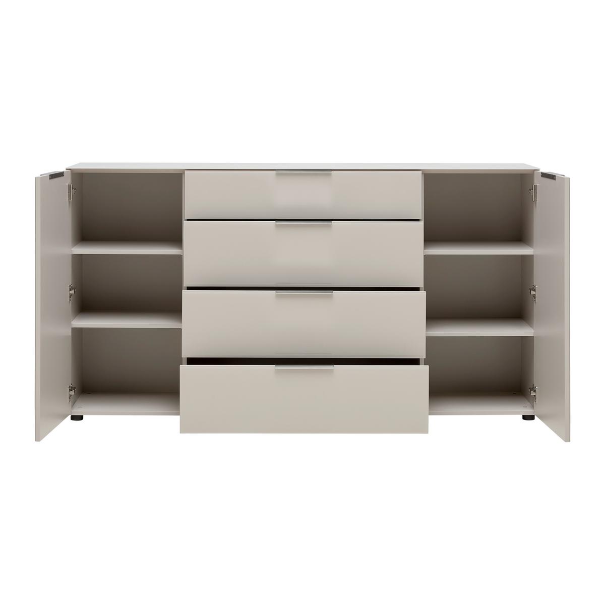 Sideboard Siena Kaschmirfarben - couleur chromée/noir, Modern, métal/verre (180/99/40cm) - Mömax