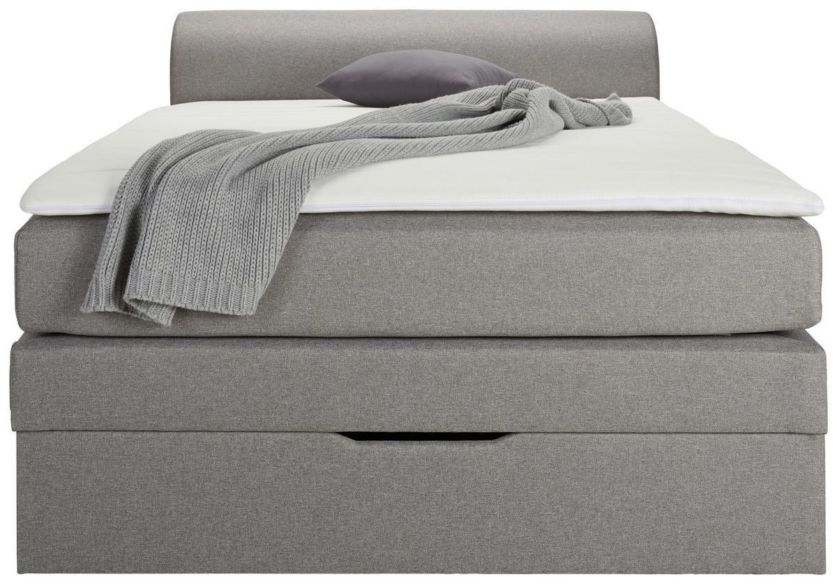 Boxspringbett Flexi 2 in Grau ca. 140x200cm - Schwarz/Grau, KONVENTIONELL, Kunststoff/Textil (140/200cm) - Based