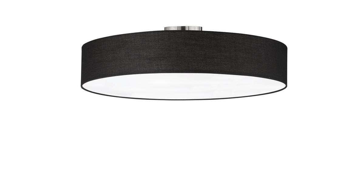 Deckenleuchte Hostel Schwarz max. 60 Watt - Schwarz/Nickelfarben, Basics, Textil/Metall (65/17cm) - Trio Leuchten