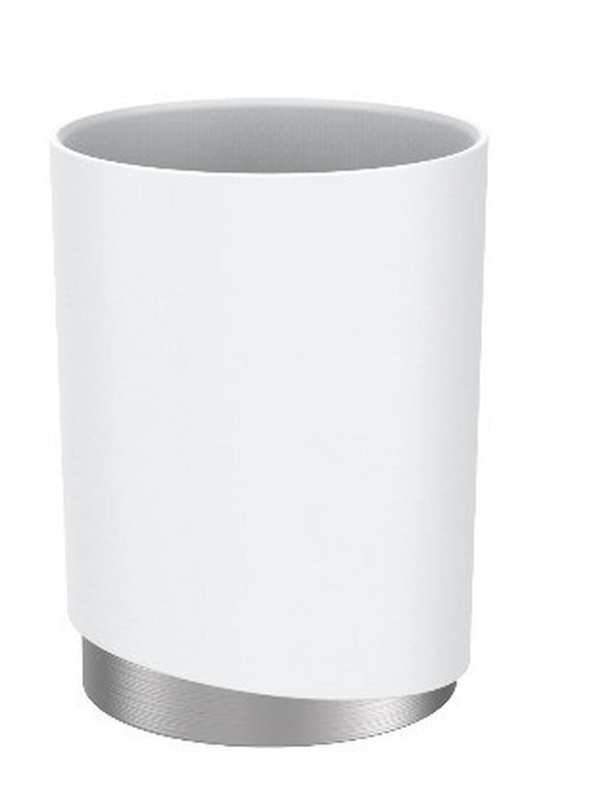 Zahnputzbecher Chris in Weiss - Weiss, Modern, Kunststoff/Metall (8/11cm) - Premium Living