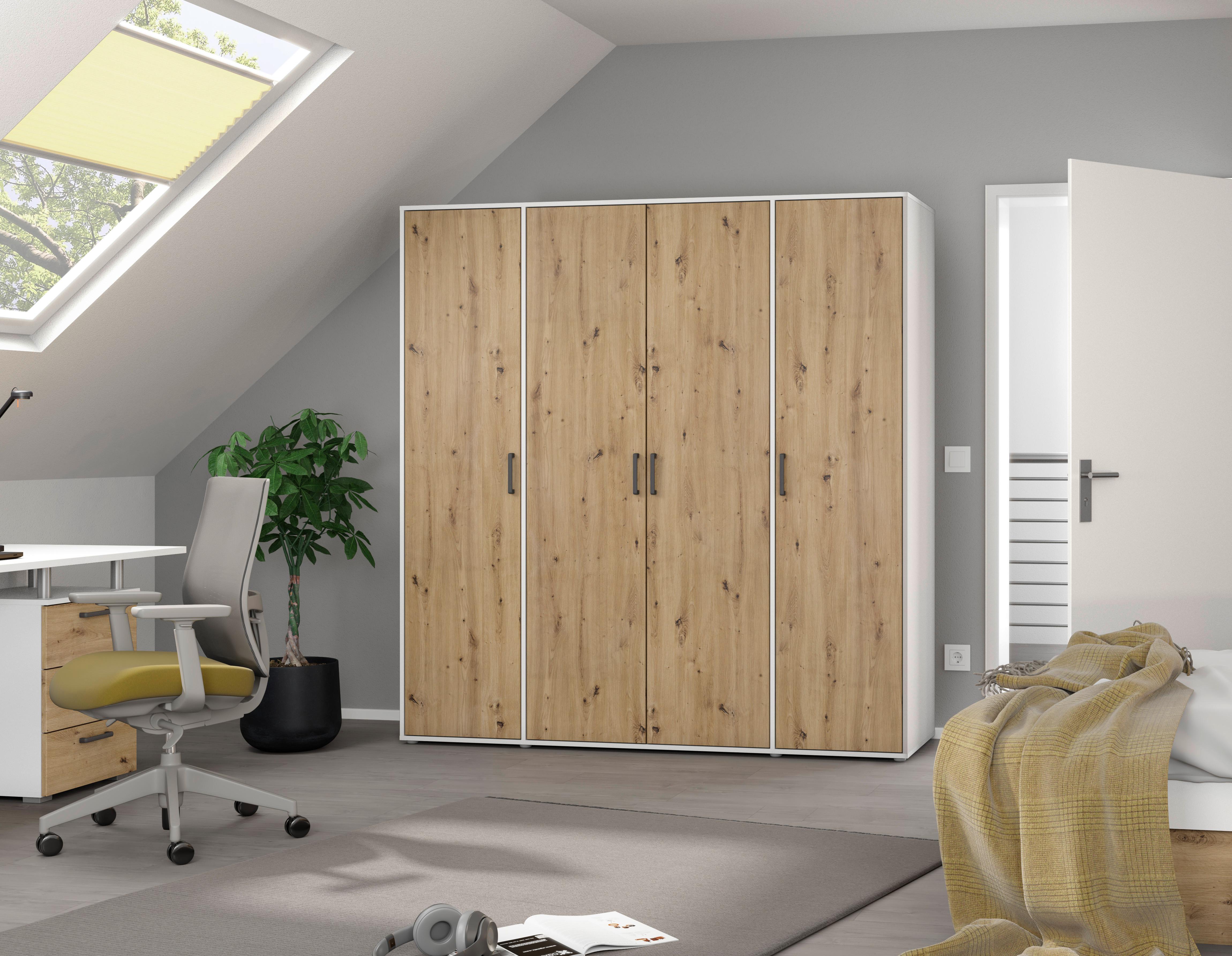 Ormar S Klasičnim Vratima Voyager - bijela/siva, Moderno, drvni materijal/plastika (187/194/53cm) - Modern Living