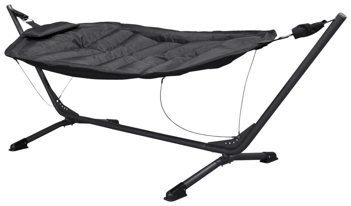 Hängematte Nino ca. 115x104x305 cm Schwarz - Schwarz, KONVENTIONELL, Textil/Metall (115/104/305cm) - Gardenson