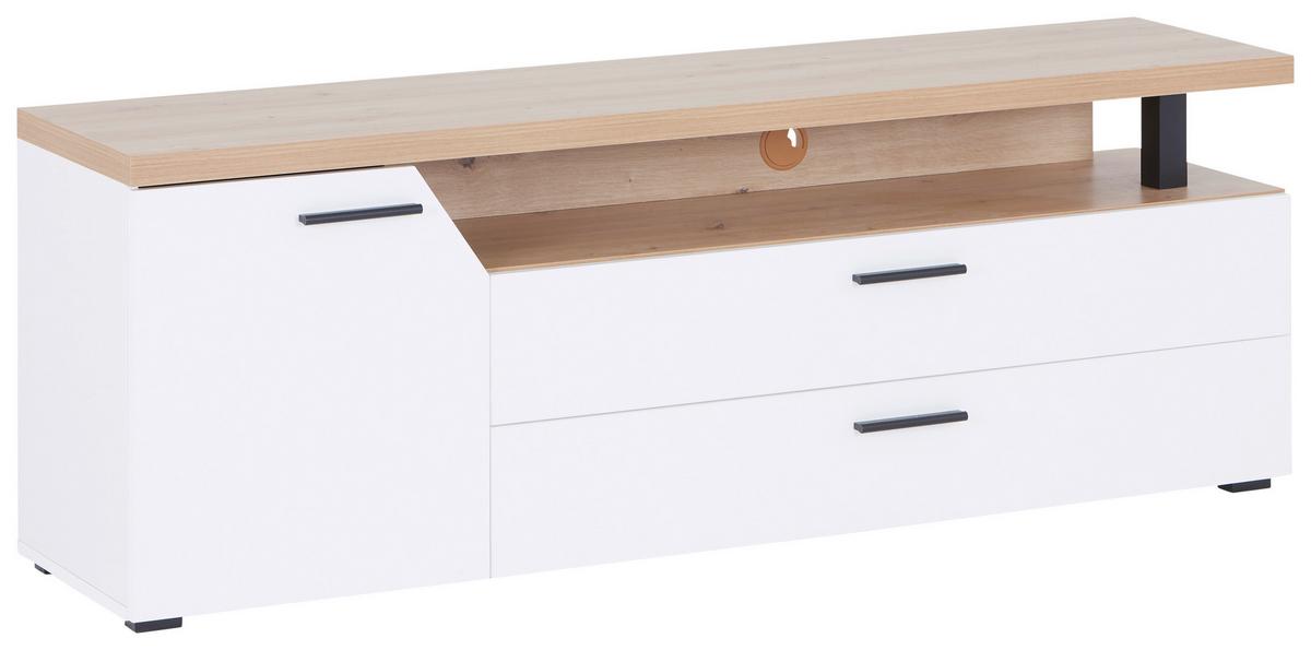 Tv Komoda Nico - bijela/hrast Artisan, Moderno, drvni materijal/plastika (160/58,4/40cm) - Modern Living
