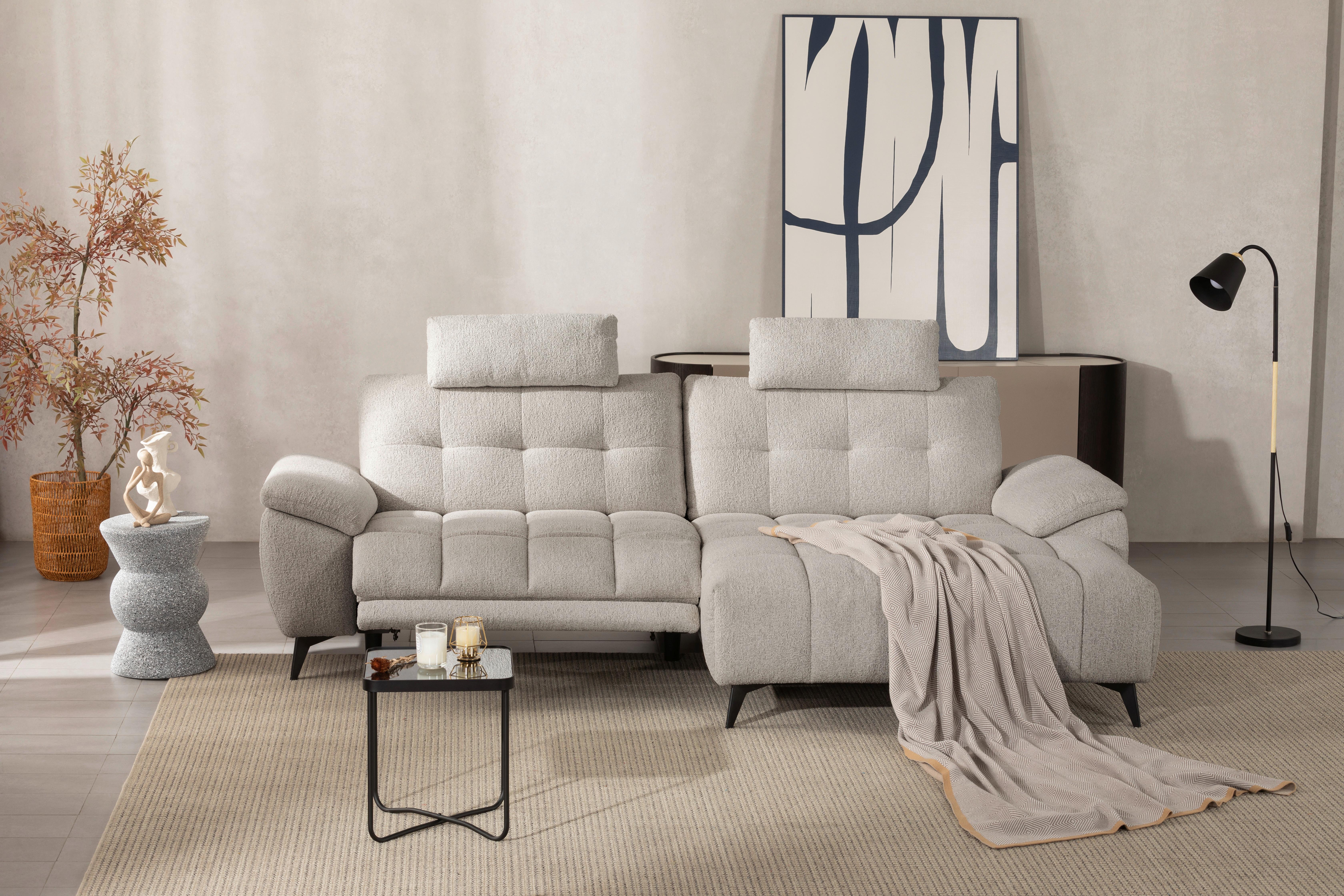 Sedežna Garnitura Venice, Desna - črna/bela, Moderno, kovina/tekstil (268/107/156cm) - Premium Living