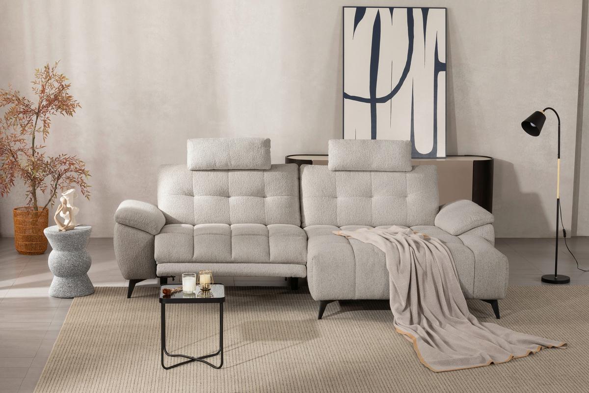 Sedežna Garnitura Venice, Desna - črna/bela, Moderno, kovina/tekstil (268/107/156cm) - Premium Living