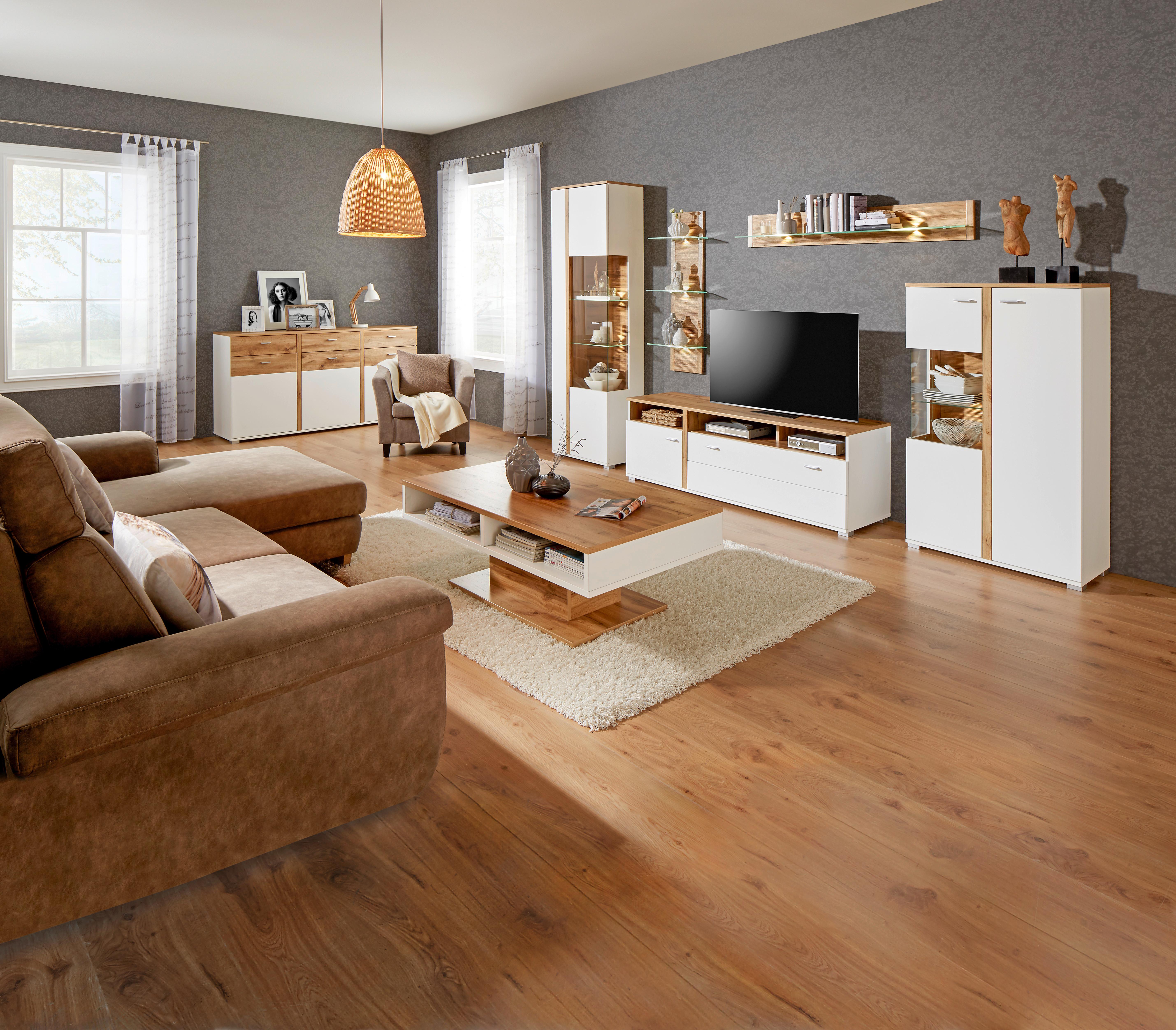 Couchtisch Alamo in Eichefarben - Eichefarben/Weiß, MODERN, Holzwerkstoff (120/43/70cm) - Mömax