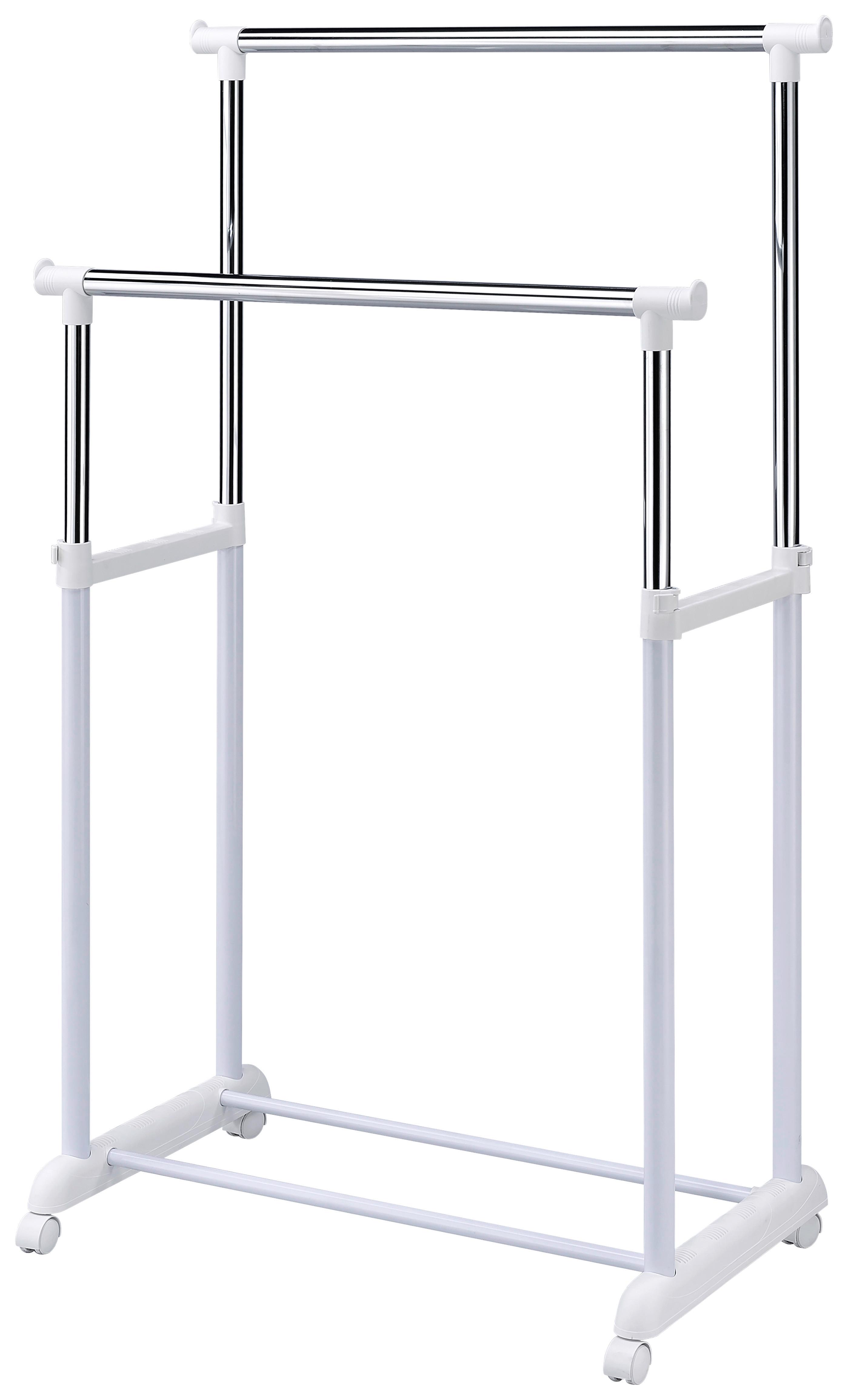 Cuier mobil cu raft pantofi NAOMI 5 - alb/culoare crom, Modern, plastic/metal (84/94-168/44cm) - Modern Living