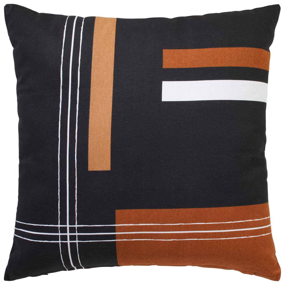 Zierkissen Cross the Line in Schwarz ca. 45x45cm - Schwarz, Natur (45/45cm) - Modern Living