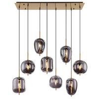 Hängeleuchte Blacky I Grau/Messingfarben max. 40Watt - Messingfarben/Grau, Design, Glas/Metall (102,5/34/120cm) - Globo