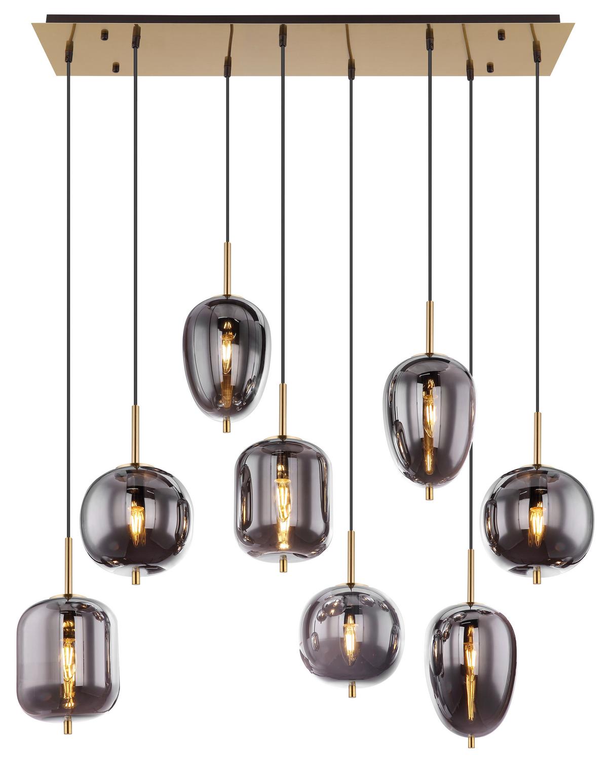 Hängeleuchte Blacky I Grau/Messingfarben max. 40Watt - Messingfarben/Grau, Design, Glas/Metall (102,5/34/120cm) - Globo