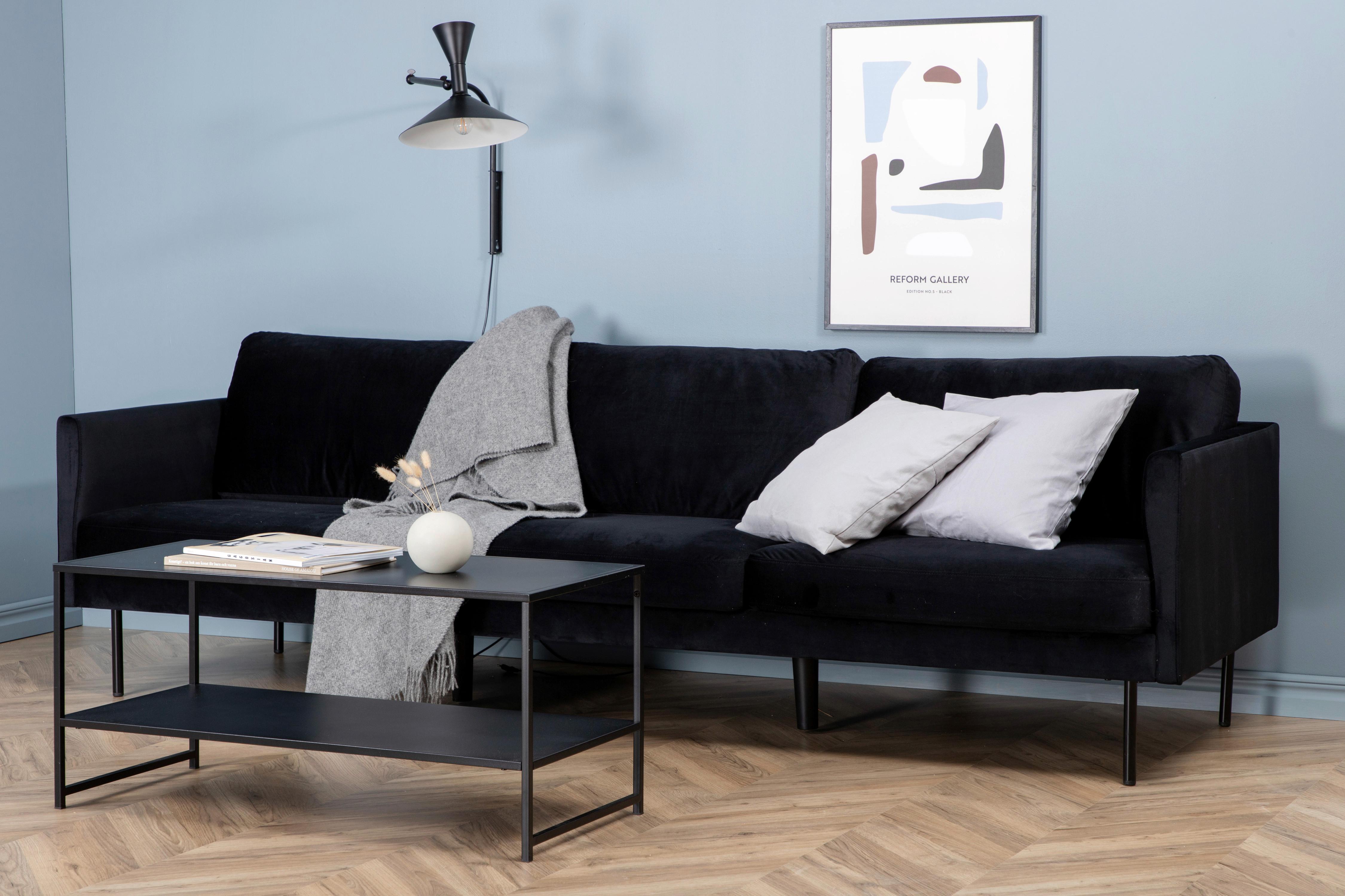 3-SITZER-SOFA ZOOM - Schwarz, Design, Textil/Metall (260/78/80cm) - Livetastic