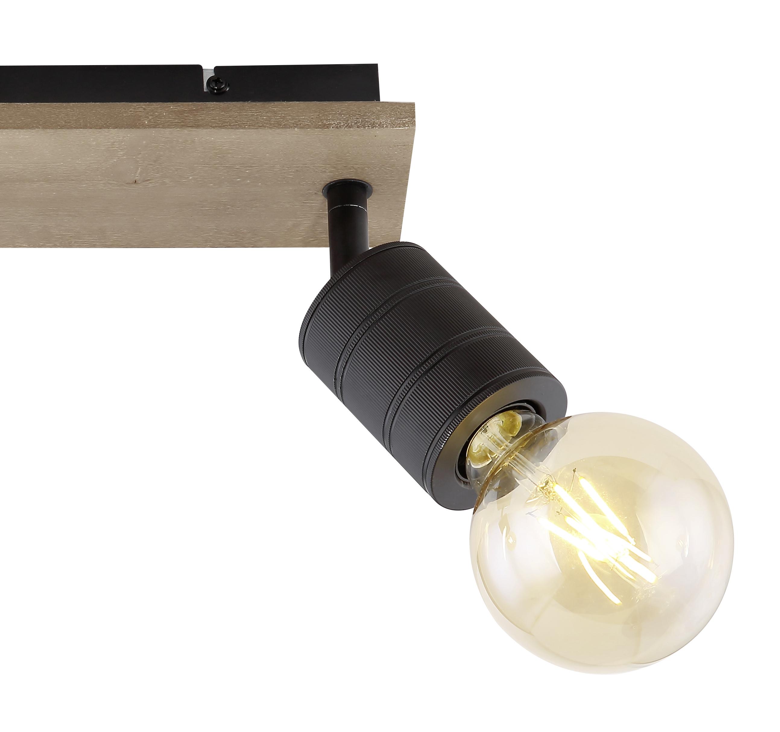 Strahler Josella in Schwarz max. 60 Watt - Dunkelbraun/Schwarz, Design, Holz/Metall (31/10/18cm) - Globo