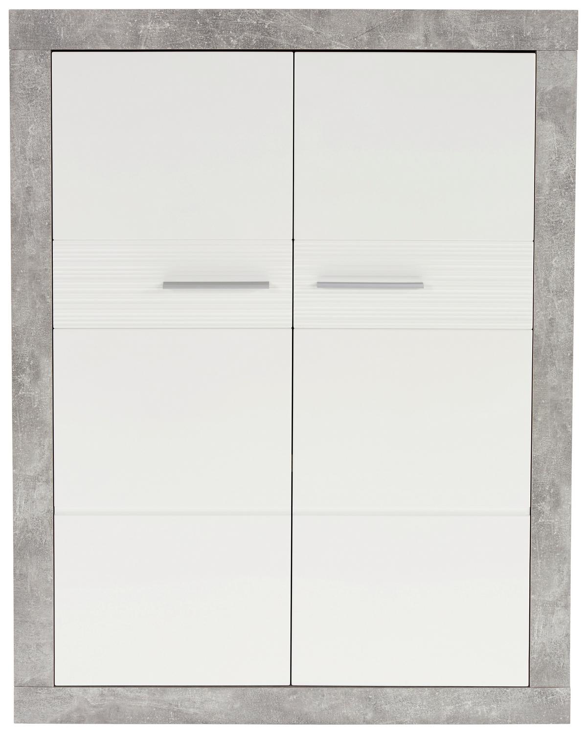 Komoda Malta - bijela/siva, Moderno, staklo/drvni materijal (96/132/35cm) - Modern Living
