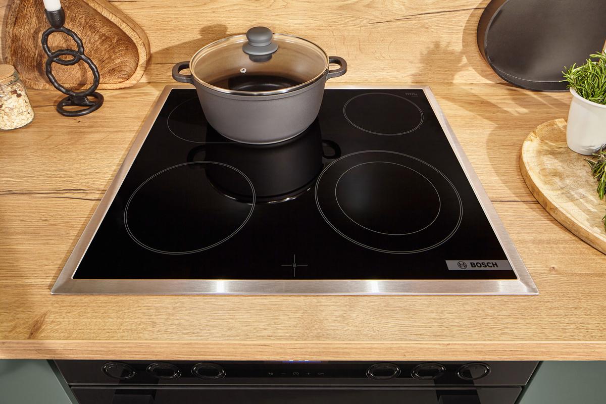 Eckküche Plus ohne Geräte - Eichefarben/Schwarz, MODERN, Metall (215/315cm) - Nolte Küchen