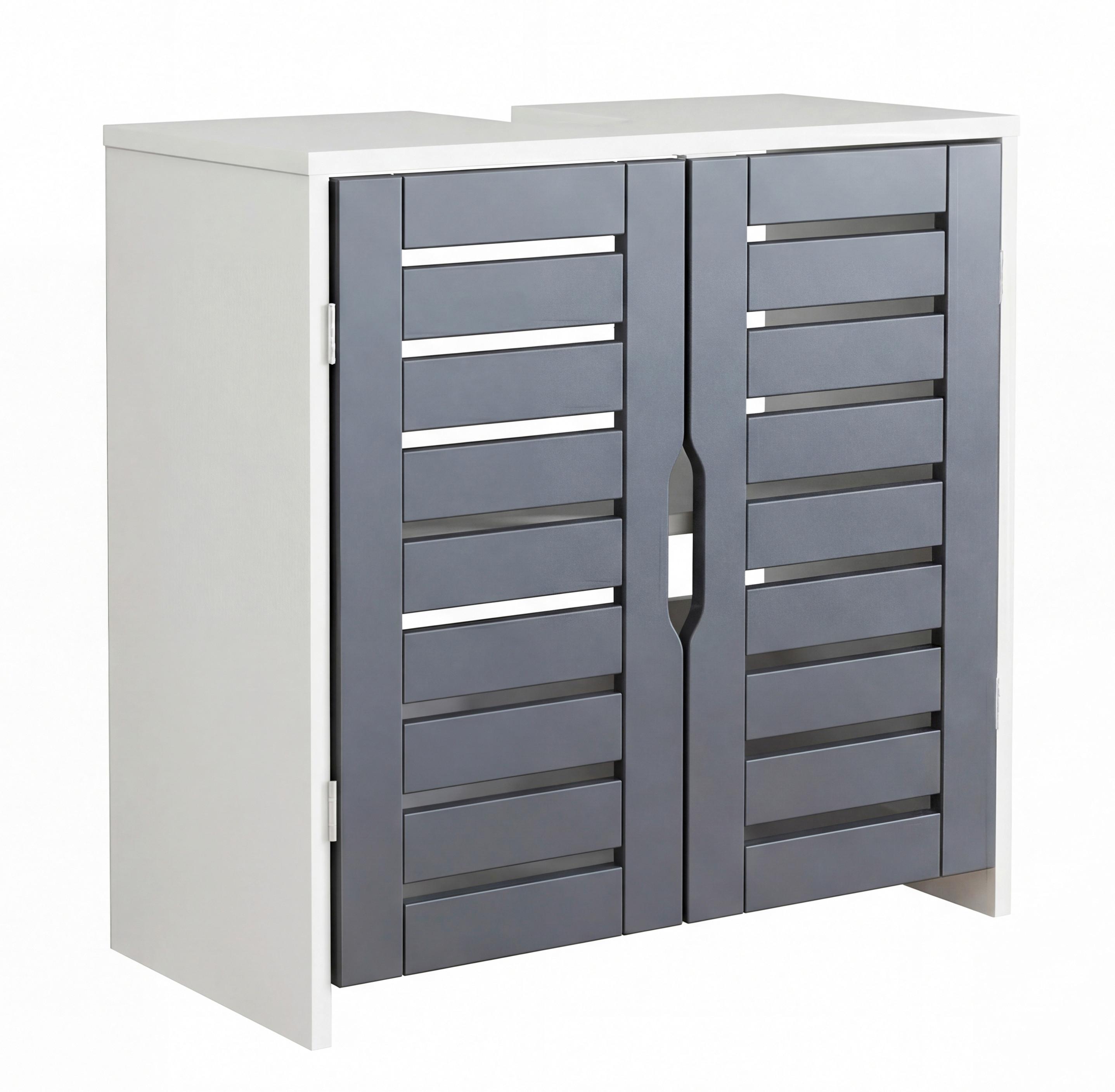 Waschbeckenunterschrank Flonali - Weiss/Anthrazit, Trend, Holzwerkstoff (60/60/29cm) - MID.YOU