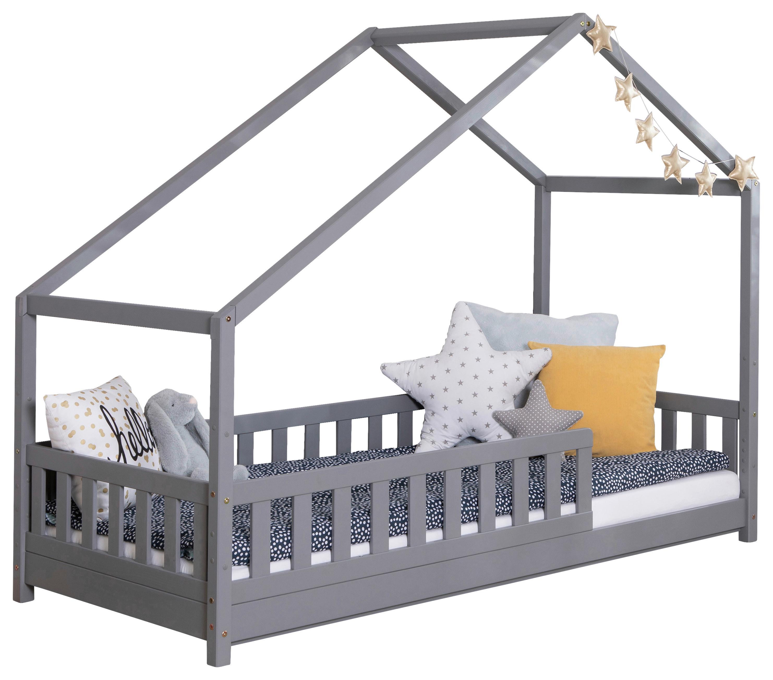 Hausbett Lou ca. 120x200 cm Holz Hellgrau - Hellgrau/Naturfarben, MODERN, Holz (120/200cm) - MID.YOU