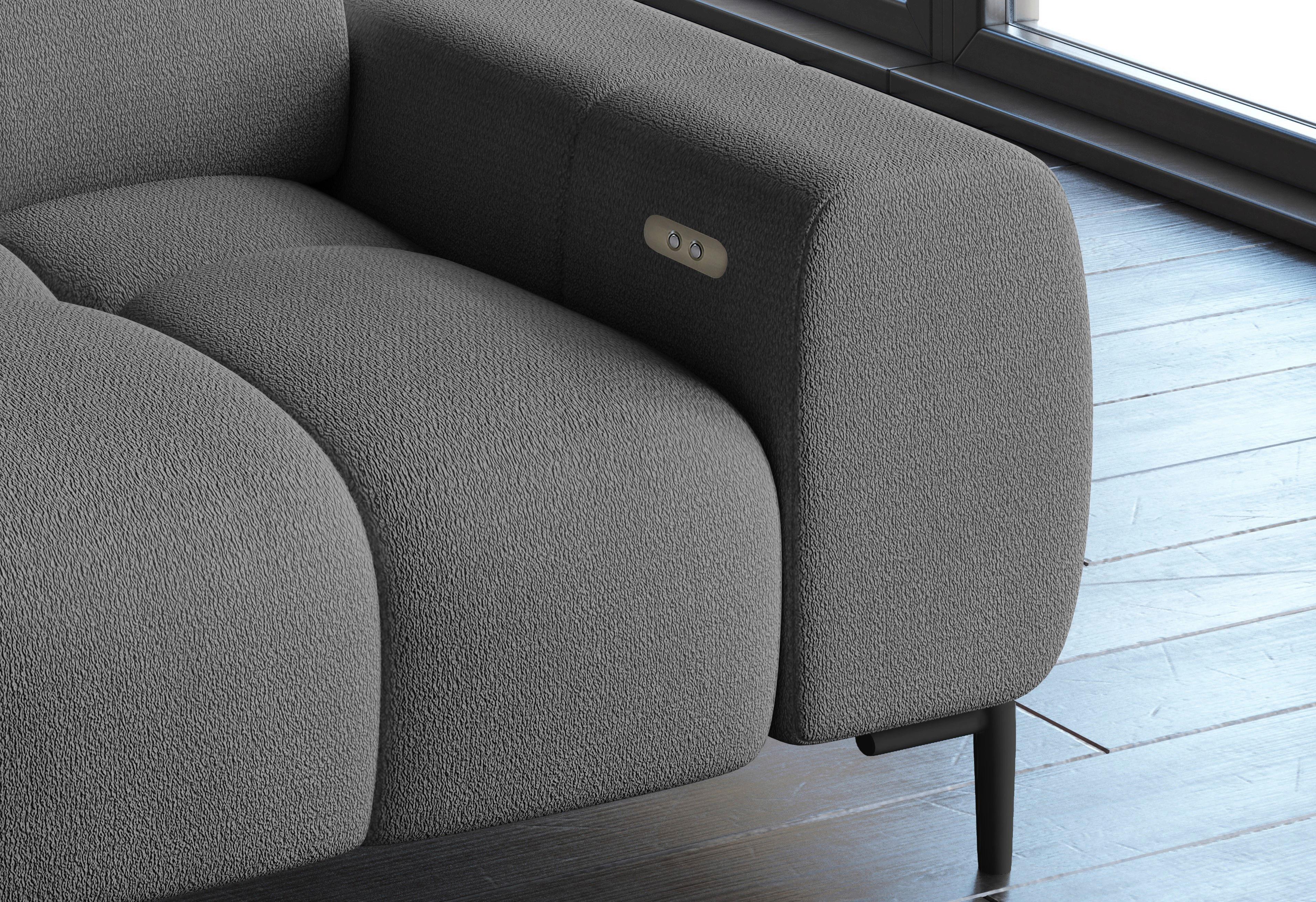 Sedežna Garnitura Imperia Mini, Z Nastavljivim Vzglavjem - siva/črna, Moderno, kovina/tekstil (177/270cm) - Premium Living