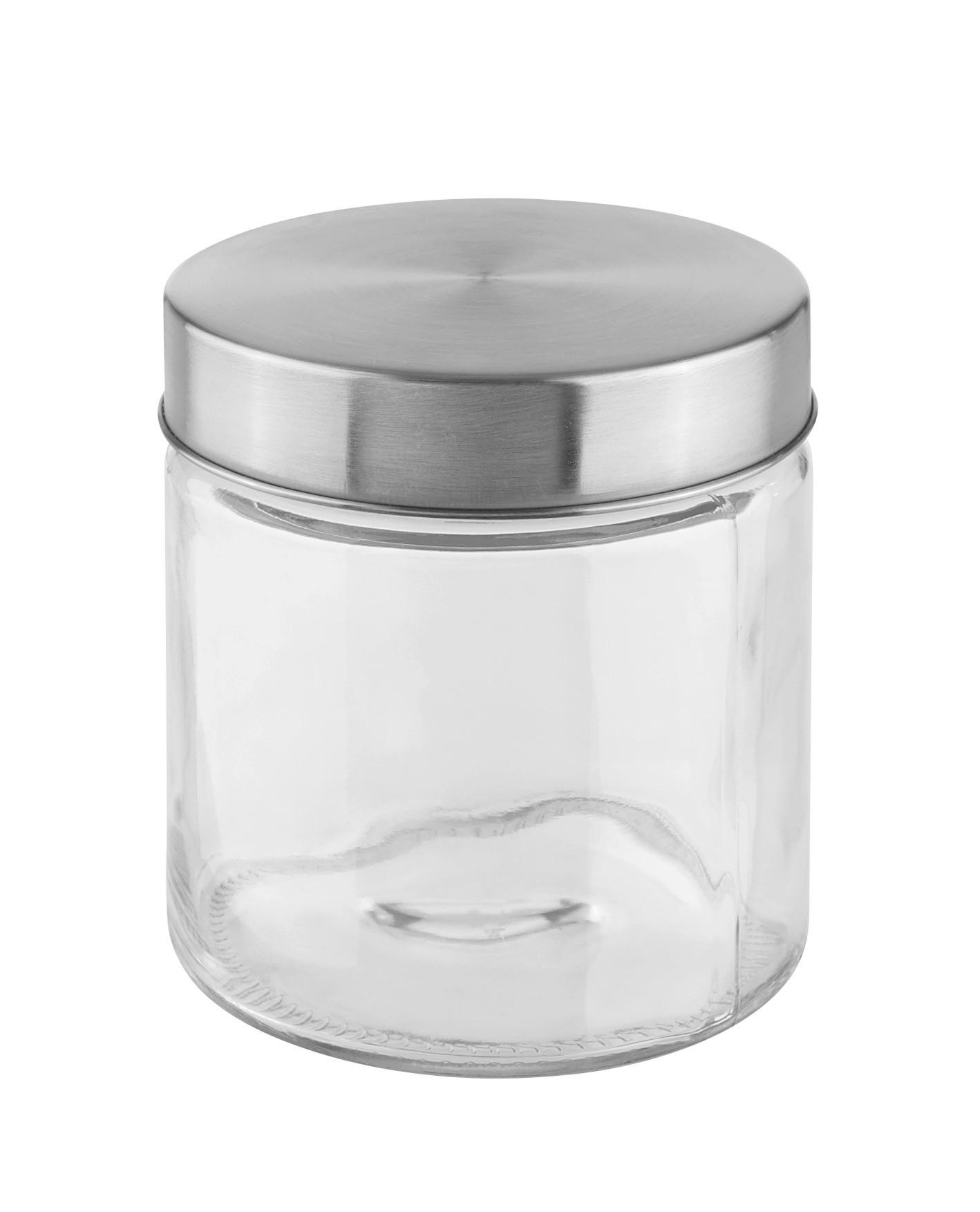 FÖRVARINGSBURK MAGNUS - 0,8L -AKT- - stålfärgad/klar, Modern, metall/glas (11,5/12cm) - Mömax