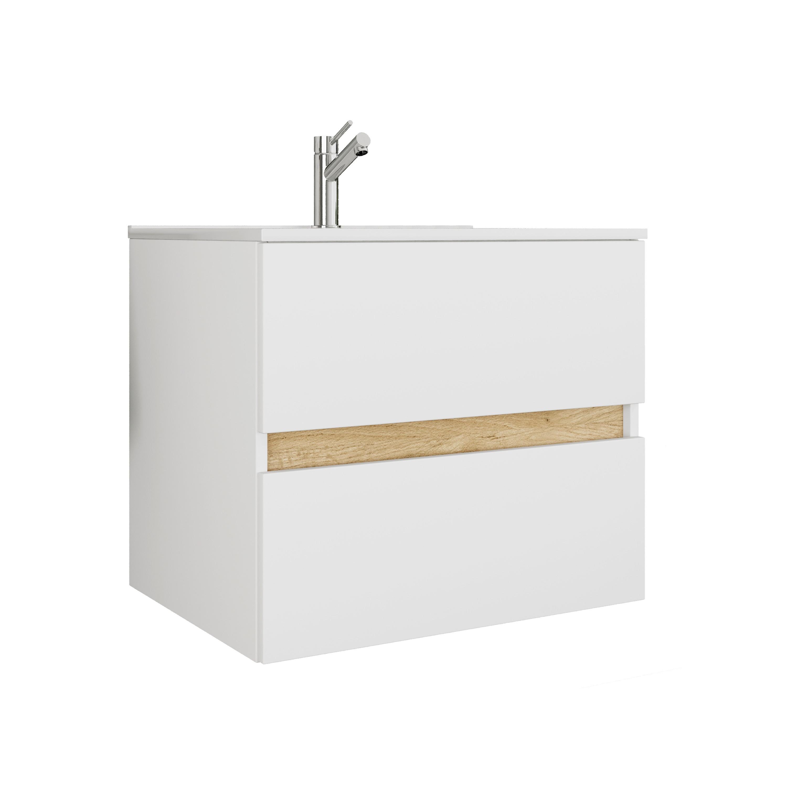Badezimmer Cosila - Honigeiche/Weiss, Trend, Keramik/Holzwerkstoff (61/51/47cm) - MID.YOU