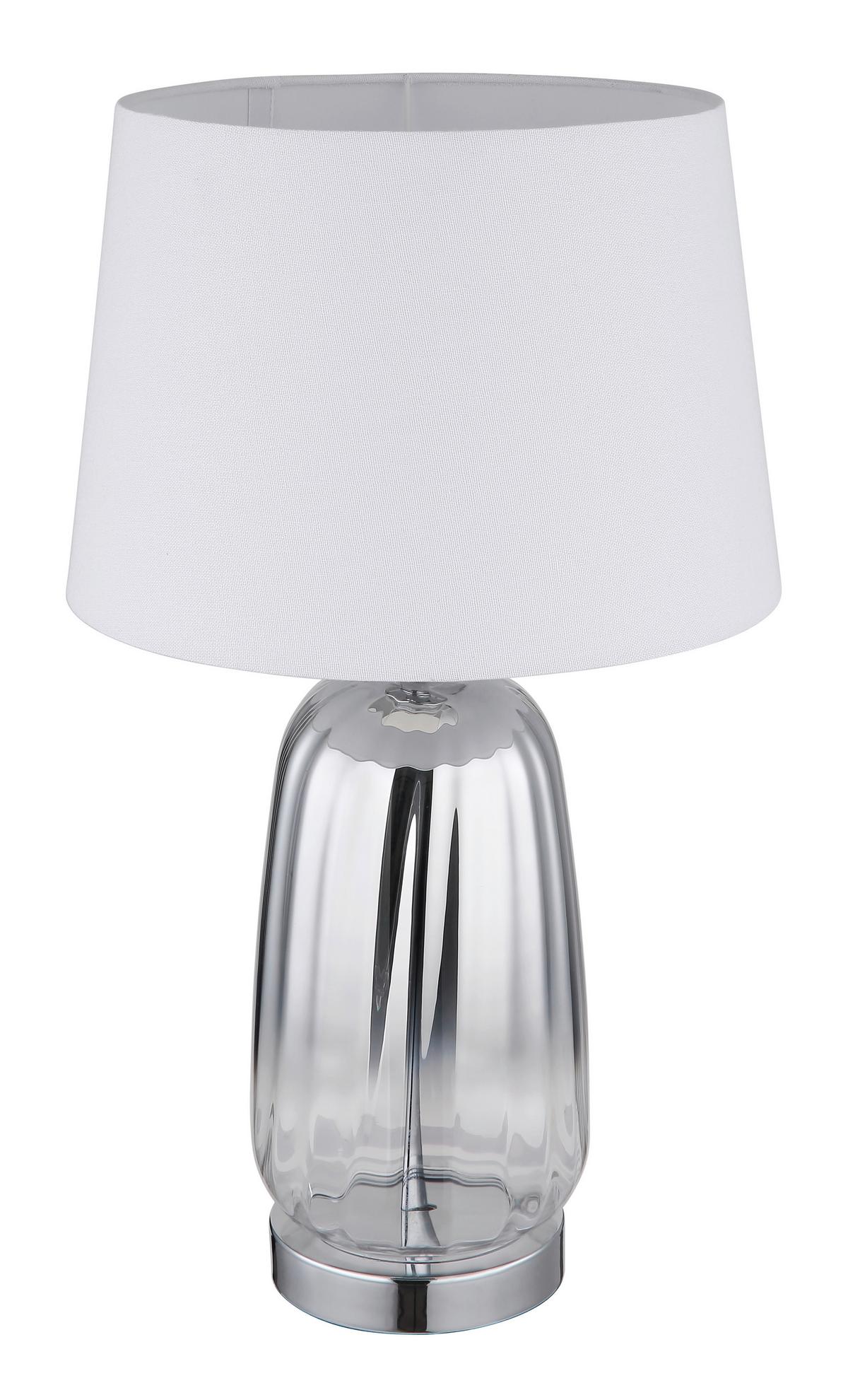 TISCHLEUCHTE 24142W - Klar/Chromfarben, Design, Glas/Textil (30/52cm) - Globo