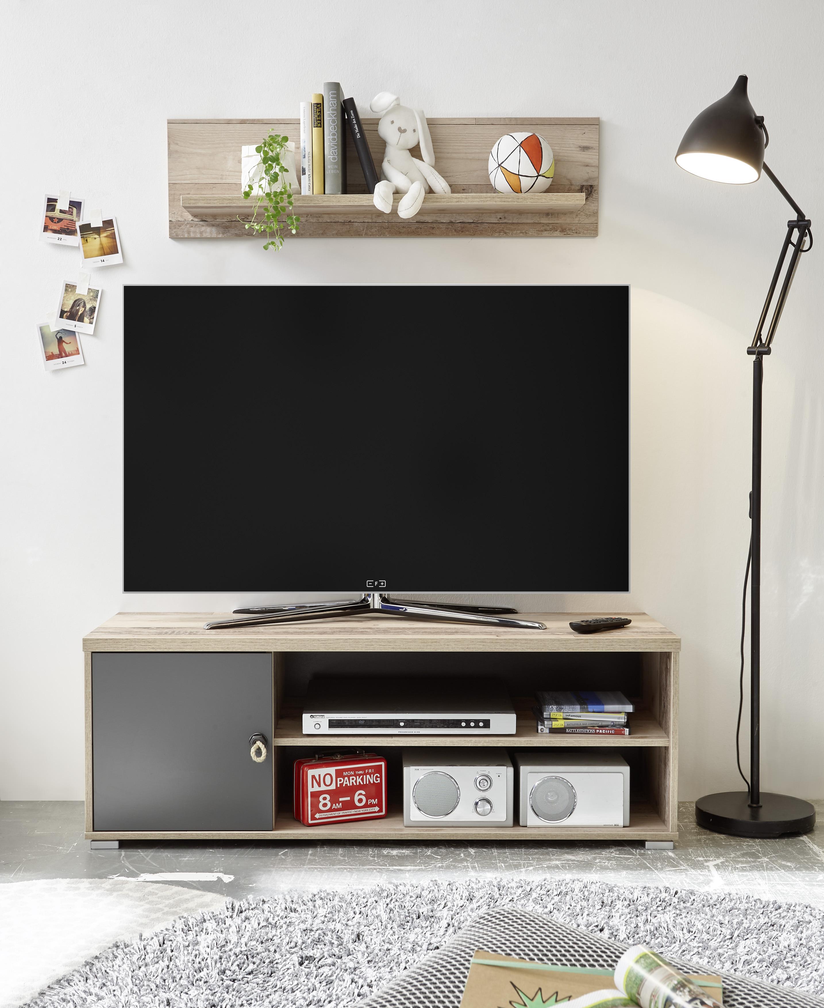Lowboard in Anthrazit/ Fichtefarbe 'Merlin' - Fichtefarben/Anthrazit, Basics, Holzwerkstoff/Kunststoff (120/43/42cm) - MID.YOU