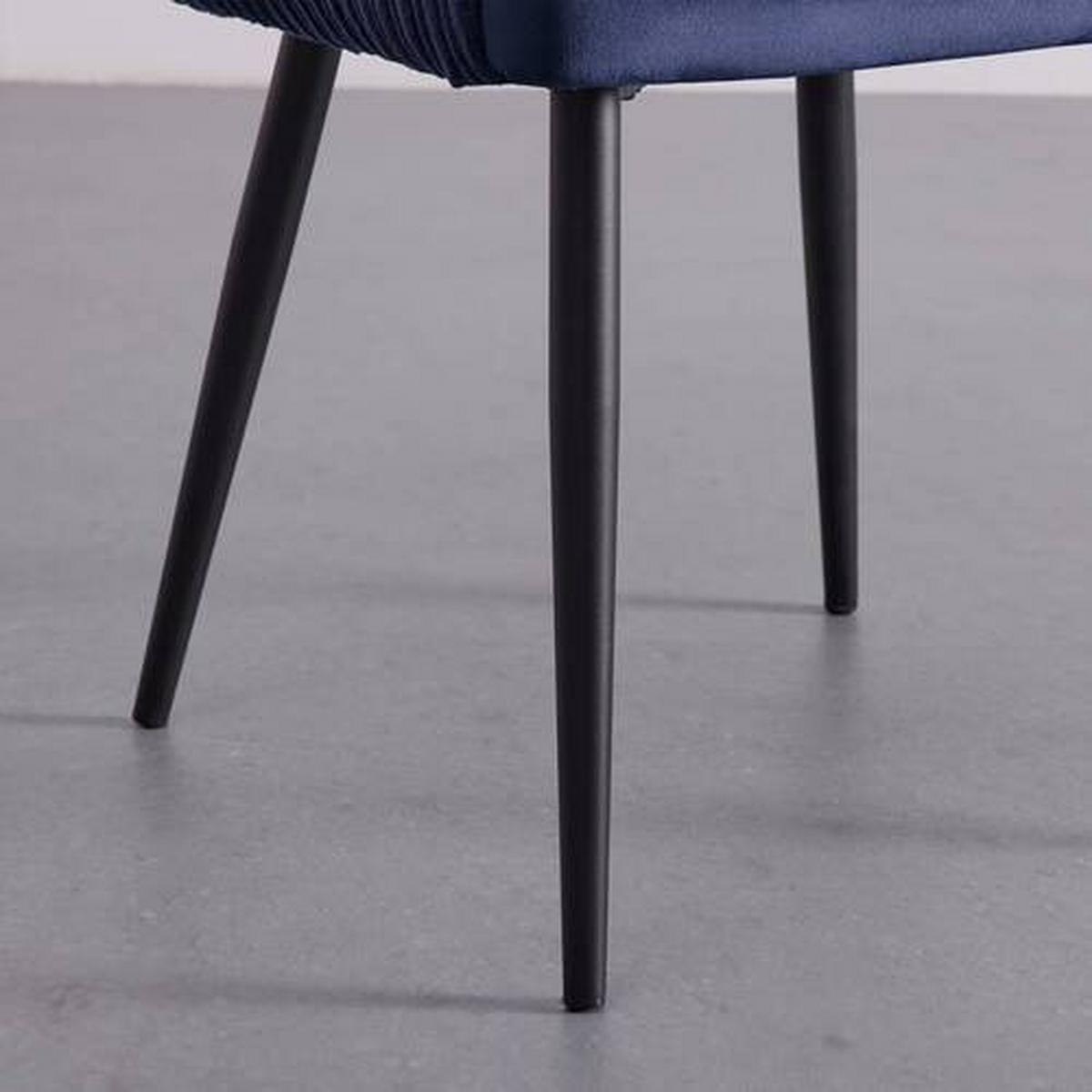Armlehnstuhl Caria Blau Samt Gepolstert - Blau/Schwarz, MODERN, Holz/Textil (57/89/60cm) - Bessagi Home