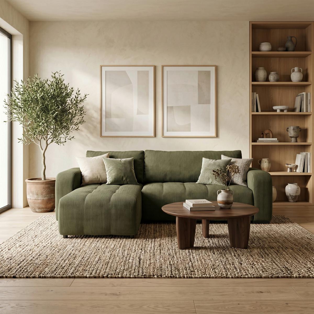 Kutna Garnitura Marseille - zelena/crna, Trend, drvni materijal/drvo (155/240cm)