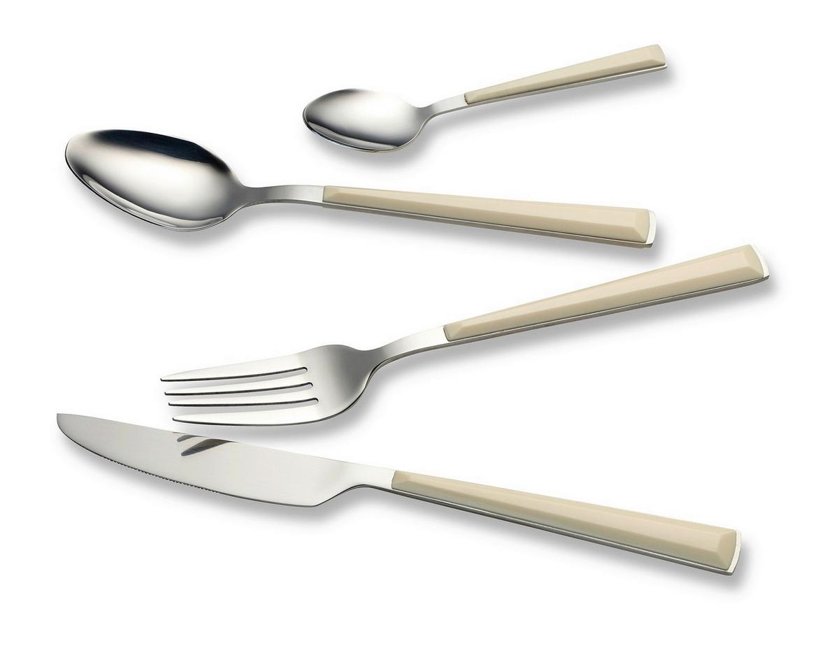 Besteckset Basic Creme/Silber 16-teilig - Silberfarben/Creme, Basics, Metall - Echtwerk