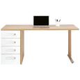 Schreibtisch Weiß/Eichefarben - Edelstahlfarben/Eichefarben, MODERN, Glas/Holzwerkstoff (160/73/80cm) Schreibtisch Weiß/Eichefarben - Edelstahlfarben/Eichefarben, MODERN, Glas/Holzwerkstoff (160/73/80cm)
