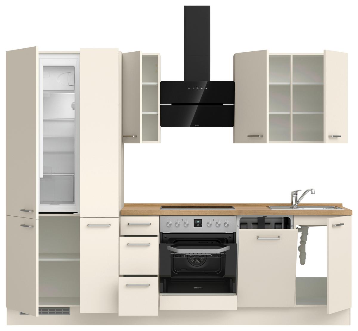 Küchenblock Touch High m. Geräten Magnolie - Edelstahlfarben/Eichefarben, MODERN, Holzwerkstoff/Metall (270cm) - Nobilia