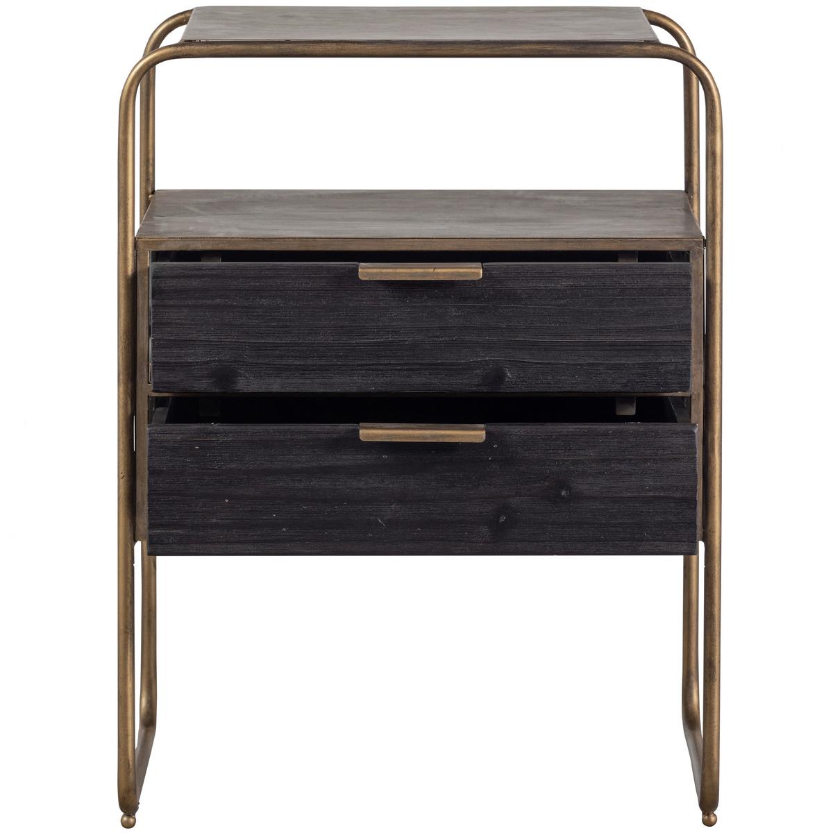 Nachttisch Polite, Messingfarben B: 45 cm - Messingfarben/Schwarz, Design, Metall (45/38/62cm) - Livetastic