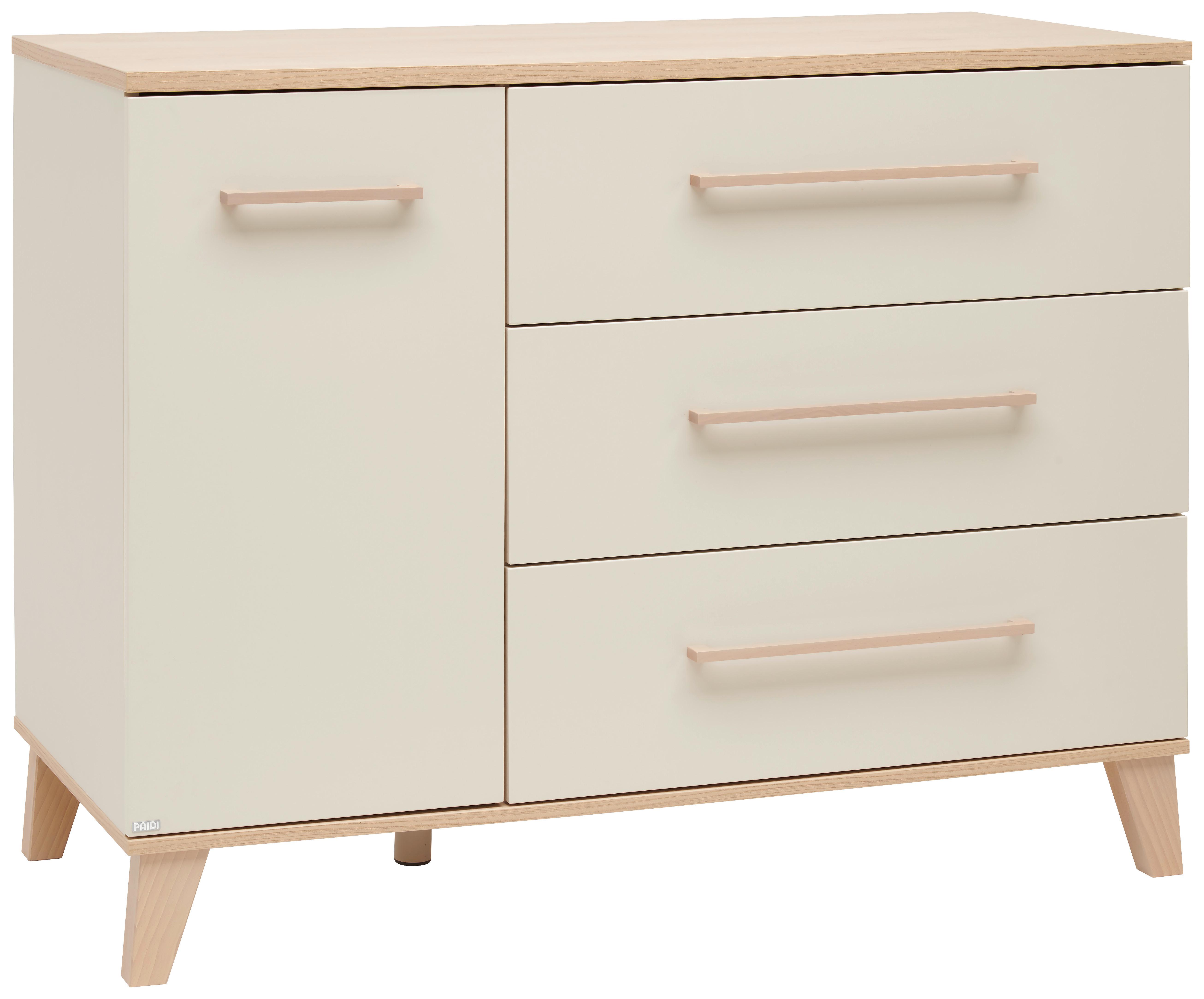 KOMODA Z PRZEWIJAKIEM MALIO - beżowy/kolor wiśni, Basics, materiał drewnopochodny (123,5/94,9/55,6cm) - Paidi