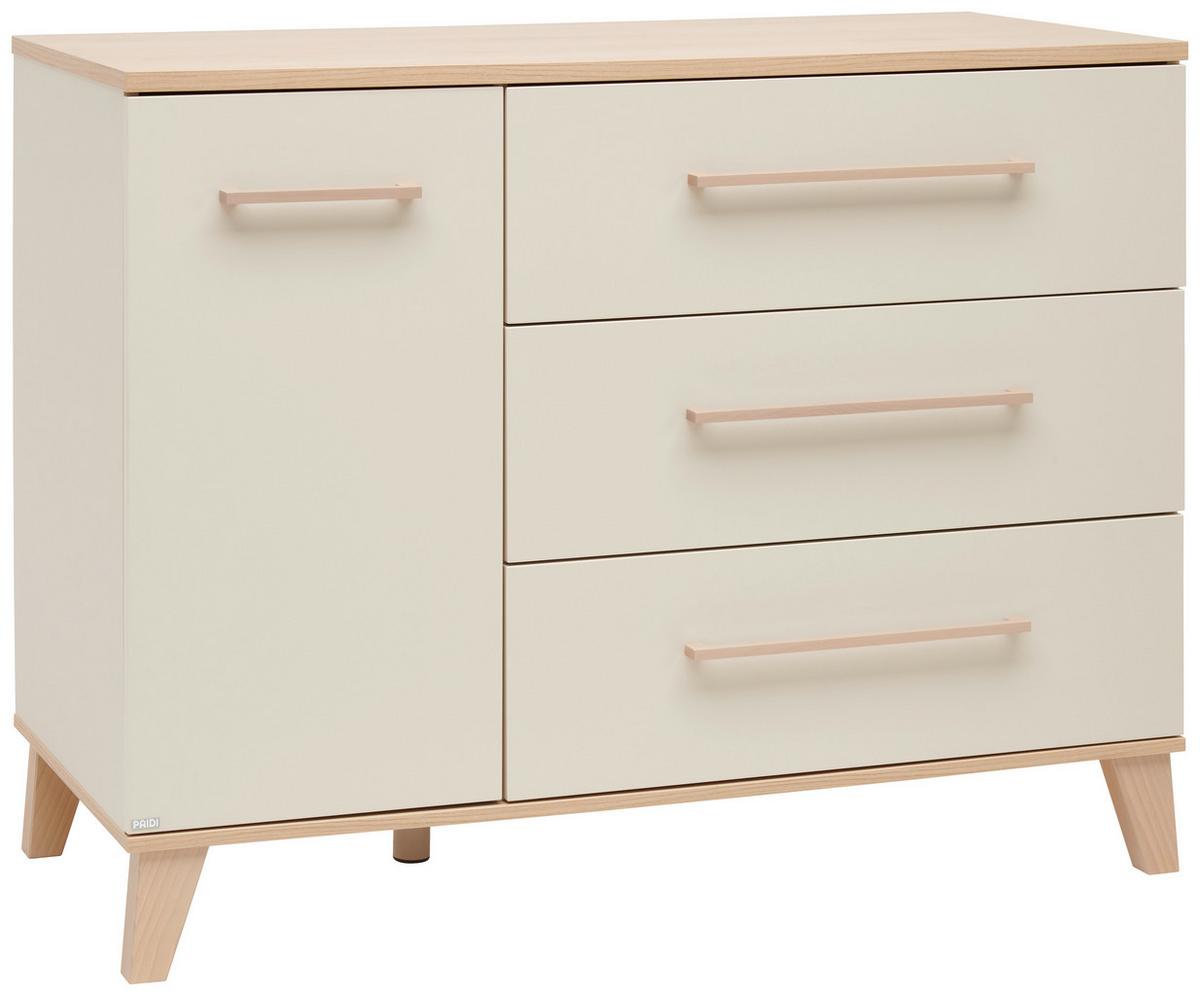 KOMODA Z PRZEWIJAKIEM MALIO - beżowy/kolor wiśni, Basics, materiał drewnopochodny (123,5/94,9/55,6cm) - Paidi