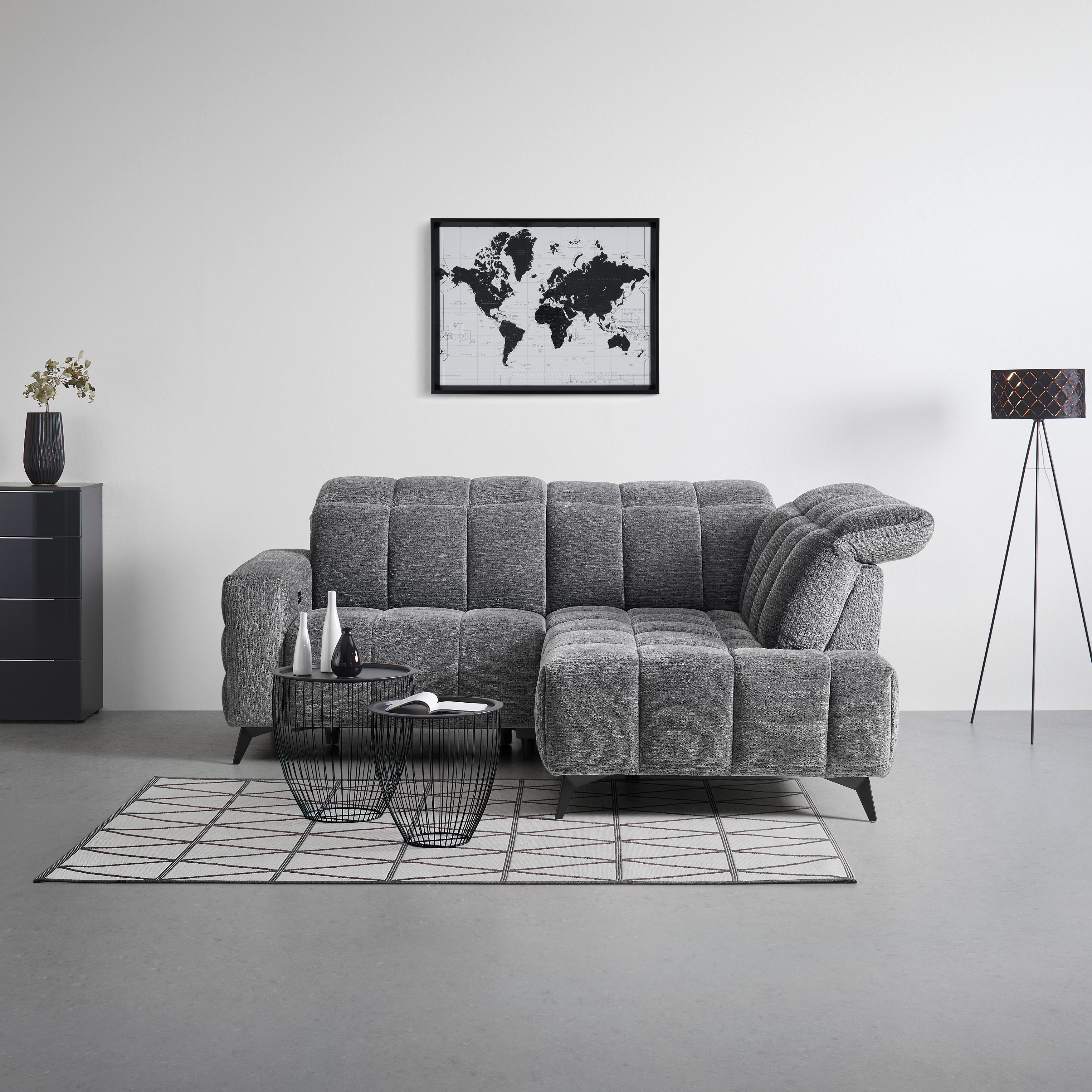 Wohnlandschaft Paris Dunkelgrau - Dunkelgrau/Schwarz, KONVENTIONELL, Holz/Textil (215/85/182cm) - Mömax