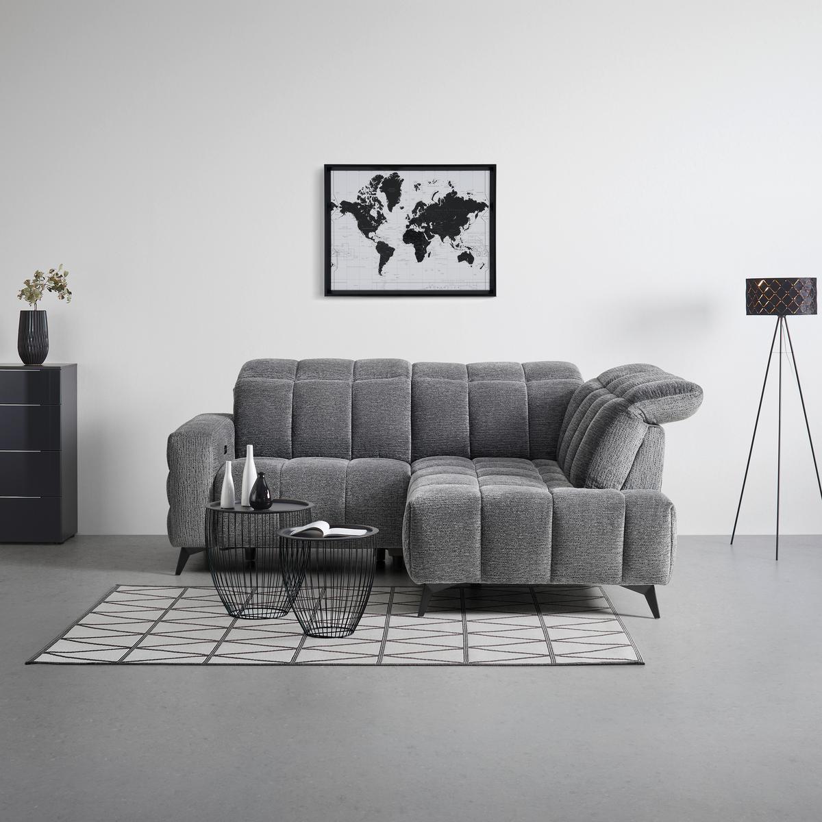 Wohnlandschaft Paris Dunkelgrau - Dunkelgrau/Schwarz, KONVENTIONELL, Holz/Textil (215/85/182cm) - Mömax