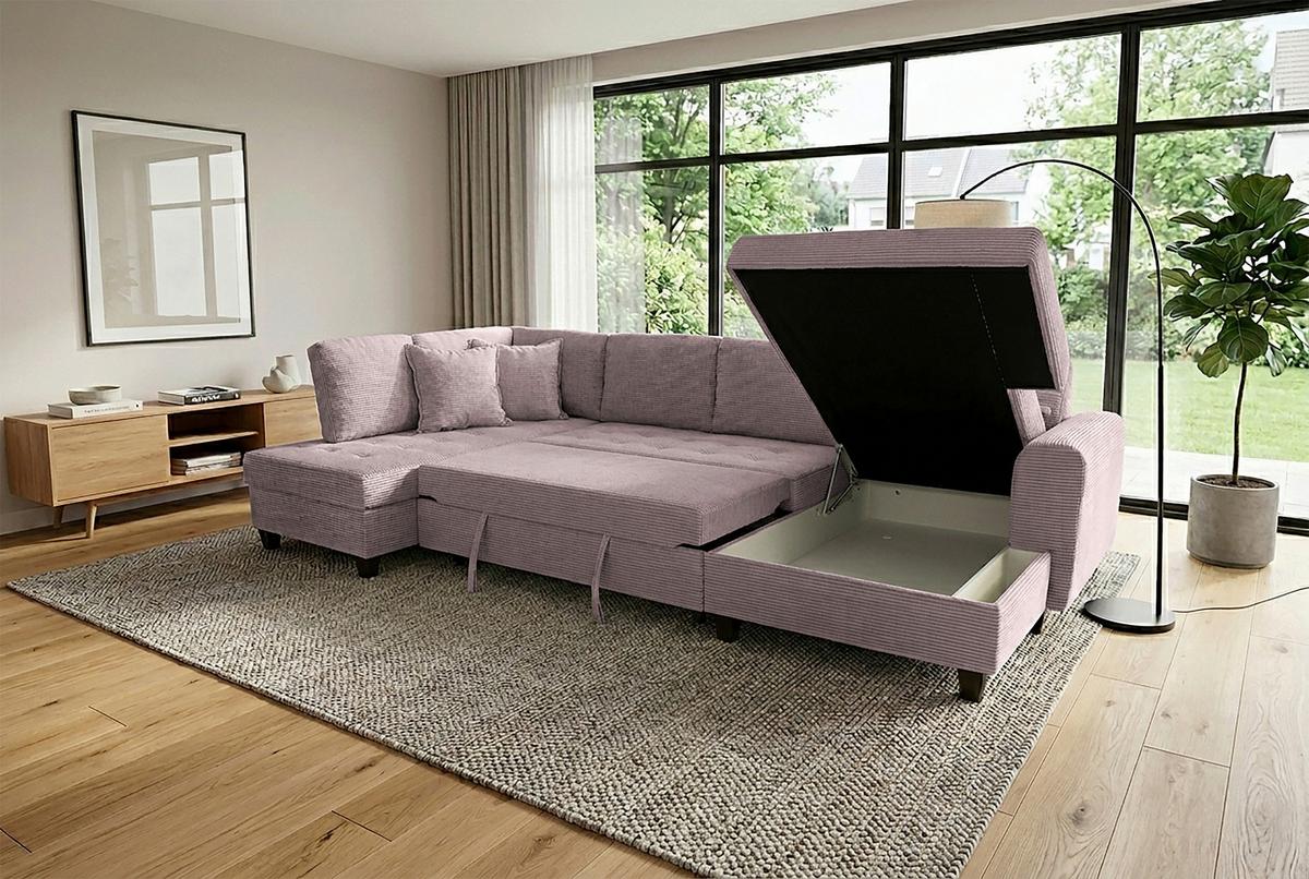 Canapea modulara MORITZ - roz, Trend, textil (178/324/155cm) - Modern Living